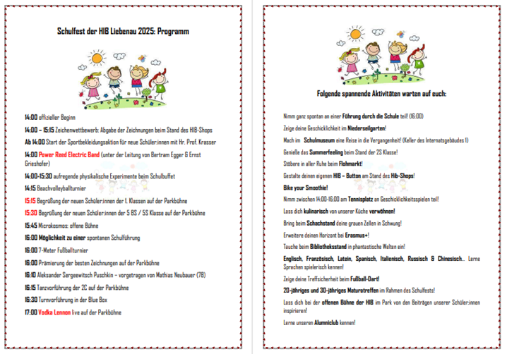 25 Programm Schulfest